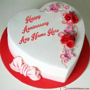 Happy Anniversary Cake With Name In Heart