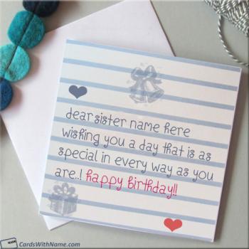 Happy Birthday Card For Sister With Name Generator
