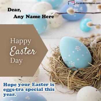Happy Easter Day Wishes Color Card With Name Edit