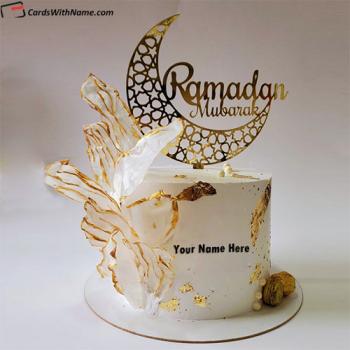 Happy Ramadan Mubarak Wishes Cake With Name Edit