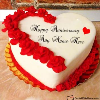 Heart Love Anniversary Cake with Name Generator