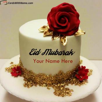 Latest Eid Mubarak Cake Greeting Card With Name