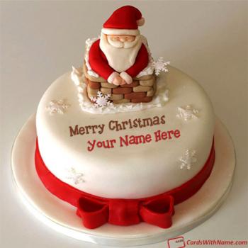 Merry Christmas Wishes Cake With Name Generator