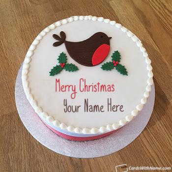 Modern Christmas Wishes Cake Design Ideas With Name