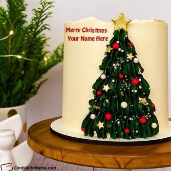Most Beautiful Decorated Tree Christmas Cake With Name Generator