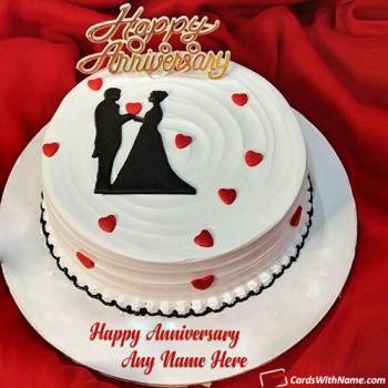 Name On Anniversary Cake Photo For Couples