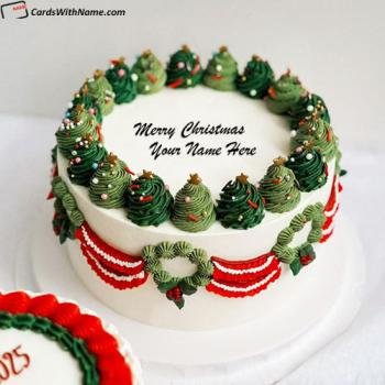 Online Merry Christmas Tree Cake With Name Generator