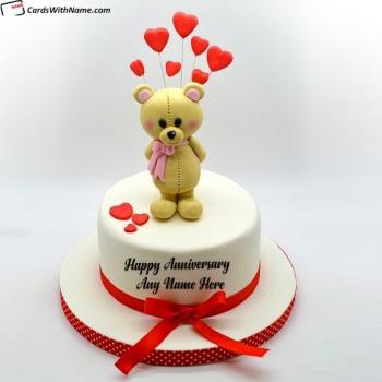 Order Teddy Bear Happy Anniversary Cake with Name