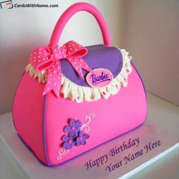 Pink Barbie Bag Birthday Cake For Girls With Name