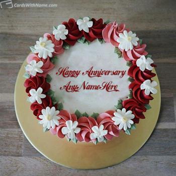 Romantic Anniversary Cake Designs With Name Editor