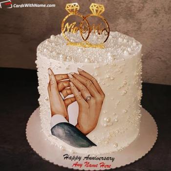 Romantic Anniversary Cake For Couples With Name Editor