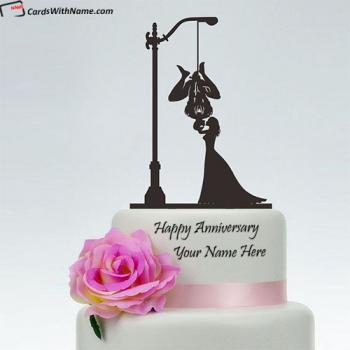 Romantic Anniversary Cake Image With Name