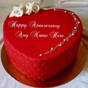 Romantic Anniversary Cake Wishes With Name Editor