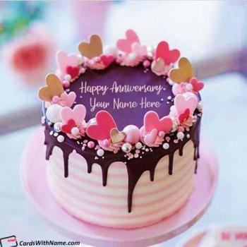 Romantic Happy Anniversary Day Card Cake Online With Name Edit