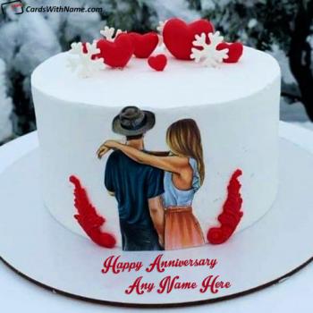Romantic Happy Anniversary Wishes Cake With Name Editor
