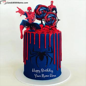 Spiderman Birthday Cake Theme Design For Kids With Name Edit