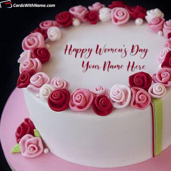 Sweet Happy Women Day Cake With Name Editing