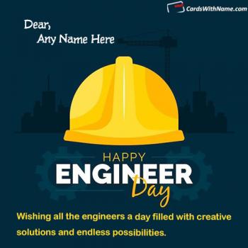 Write Name on Engineers Day Wishes Card With Name