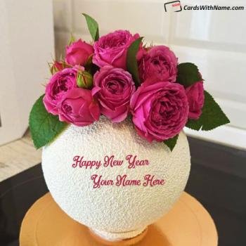 Write Name on HD New Year Roses Picture Online Instantly